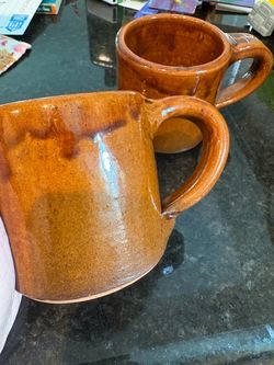 Vintage Brown’s Pottery Mugs Arden NC Hand-Thrown Art - Pair of 2