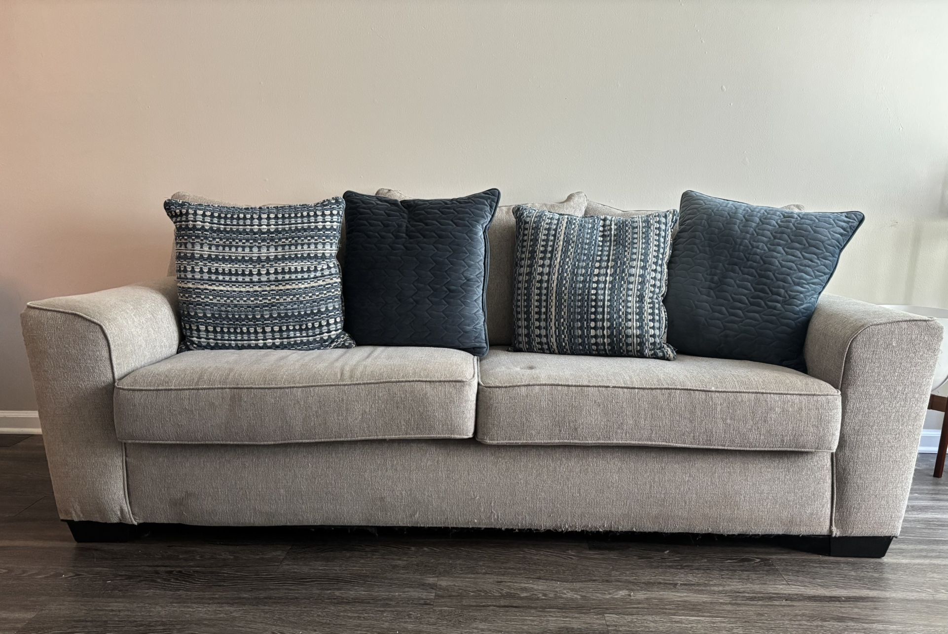 Used Light Grey Sofa With Pillows