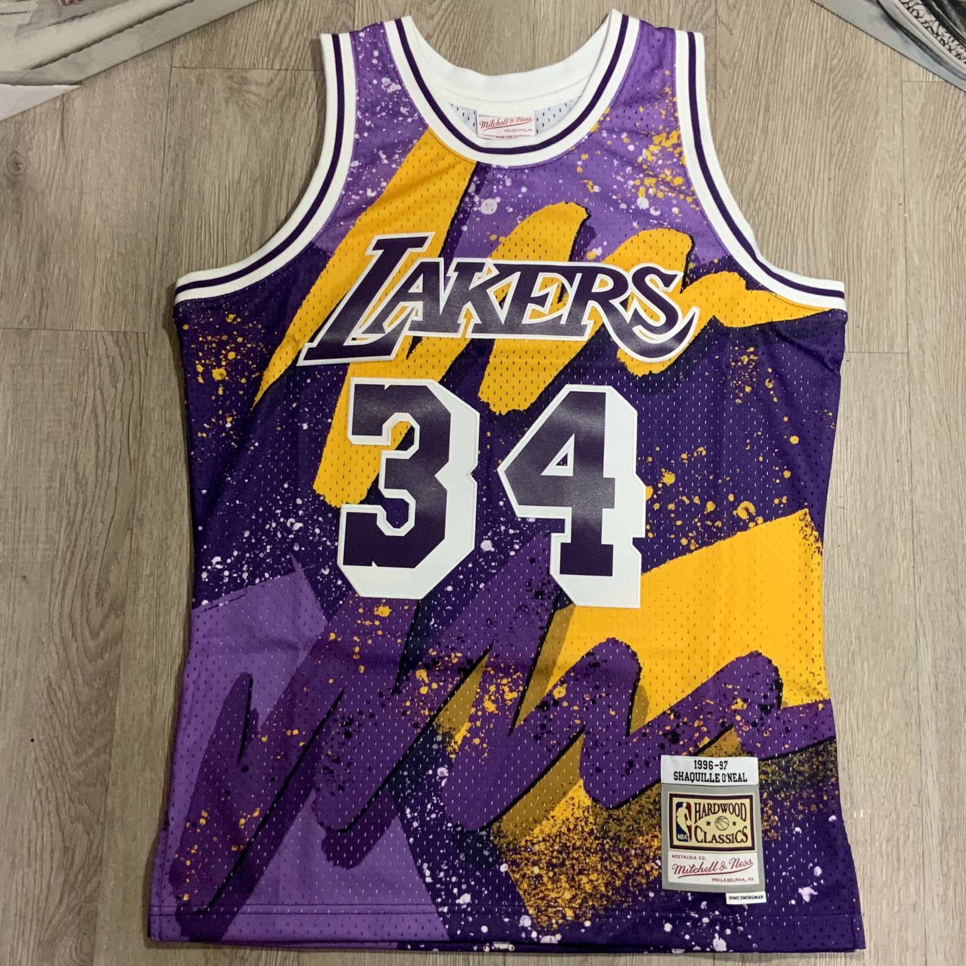 Mitchell & Ness Shaquille O'Neil Hyper Hoops Swingman Jersey 1996 Lakers Sizes M , XL  & 2XL