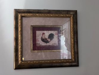 Large rooster picture & 2 sets of curtains