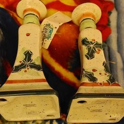 Set Of Two Christmas Holly Candle Holders