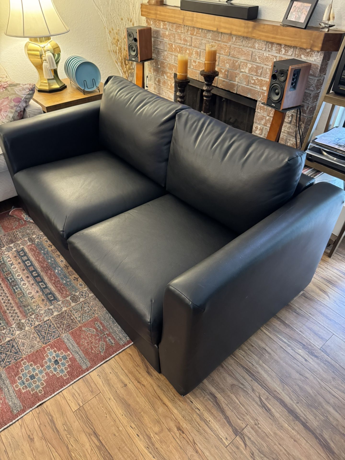 Black Faux Leather Sofa/Couch