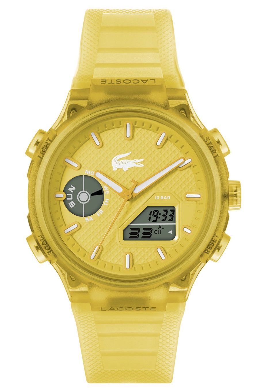 New Lacoste Men's LC33 Yellow Silicone Strap Watch, 45mm