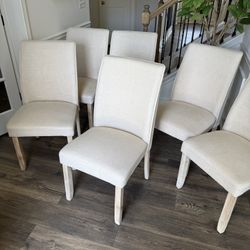 6 Natural Wood Color Dining Chairs