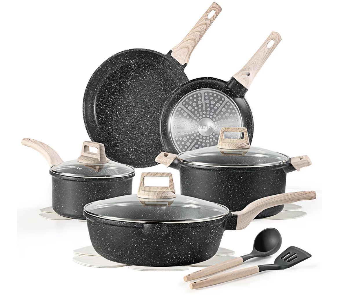 CAROTE 14Pcs Pots and Pans Set Non Stick, Cookware Sets Induction Cookware Granite Cooking Set