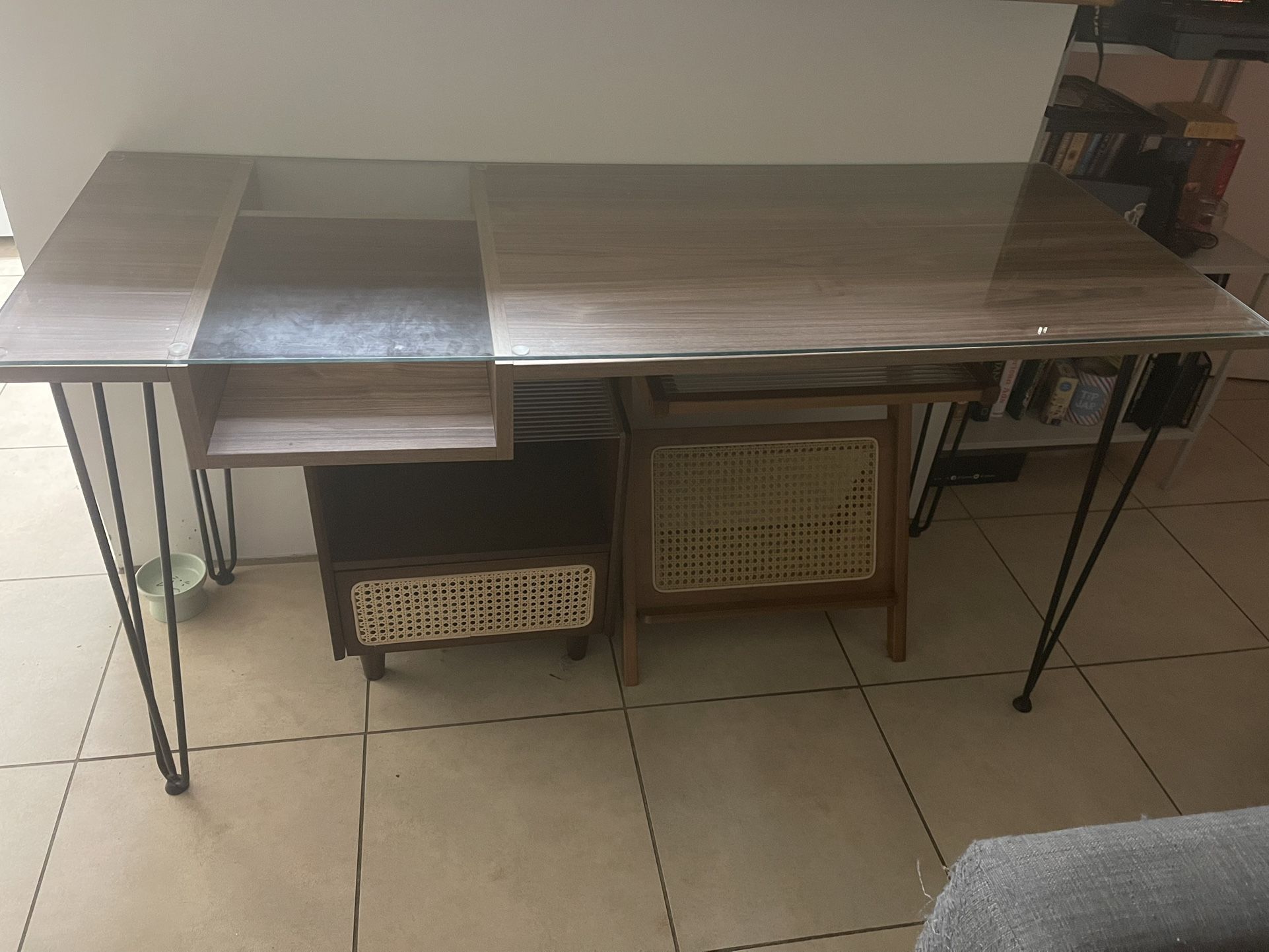 Glass Top Desk Night Stand And Side Table