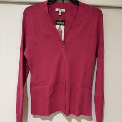 Edikted Fuchsia Ribbed Cardigan Size: XL