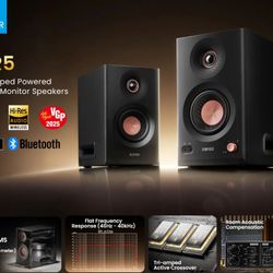 Edifier MR5 2.0 Studio Monitor Bookshelf Speakers, 110W(RMS), Hi-Res Audio, Bluetooth 6.0, 3-Way Active Design, XLR/TRS/RCA Inputs, Black