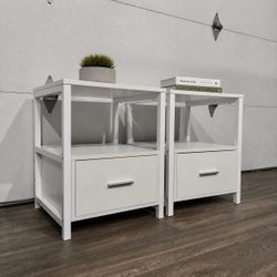 2x Modern White Side Tables/Nightstands