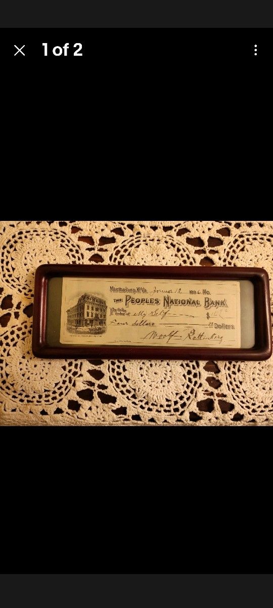 1896 People's National Bank Check Martinsburg West Virginia