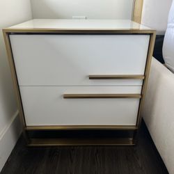 Gold And White Woden Side Tables