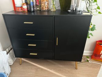 Black Buffet with Gold Hardware