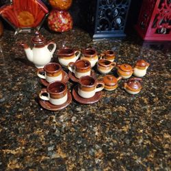 Vintage 1970 Stone Ware Mini Tea Set