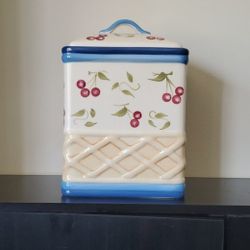 Stonelite Country Style Lattice Blue Cookie Jar