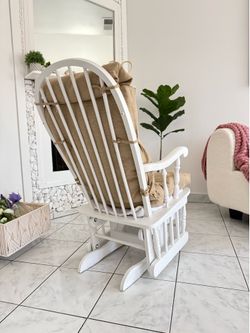 LIKE NEW! White Wooden Glider Rocker Chair - $55