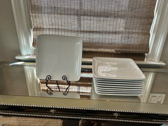 White Square Ceramic Dinner Plates Set