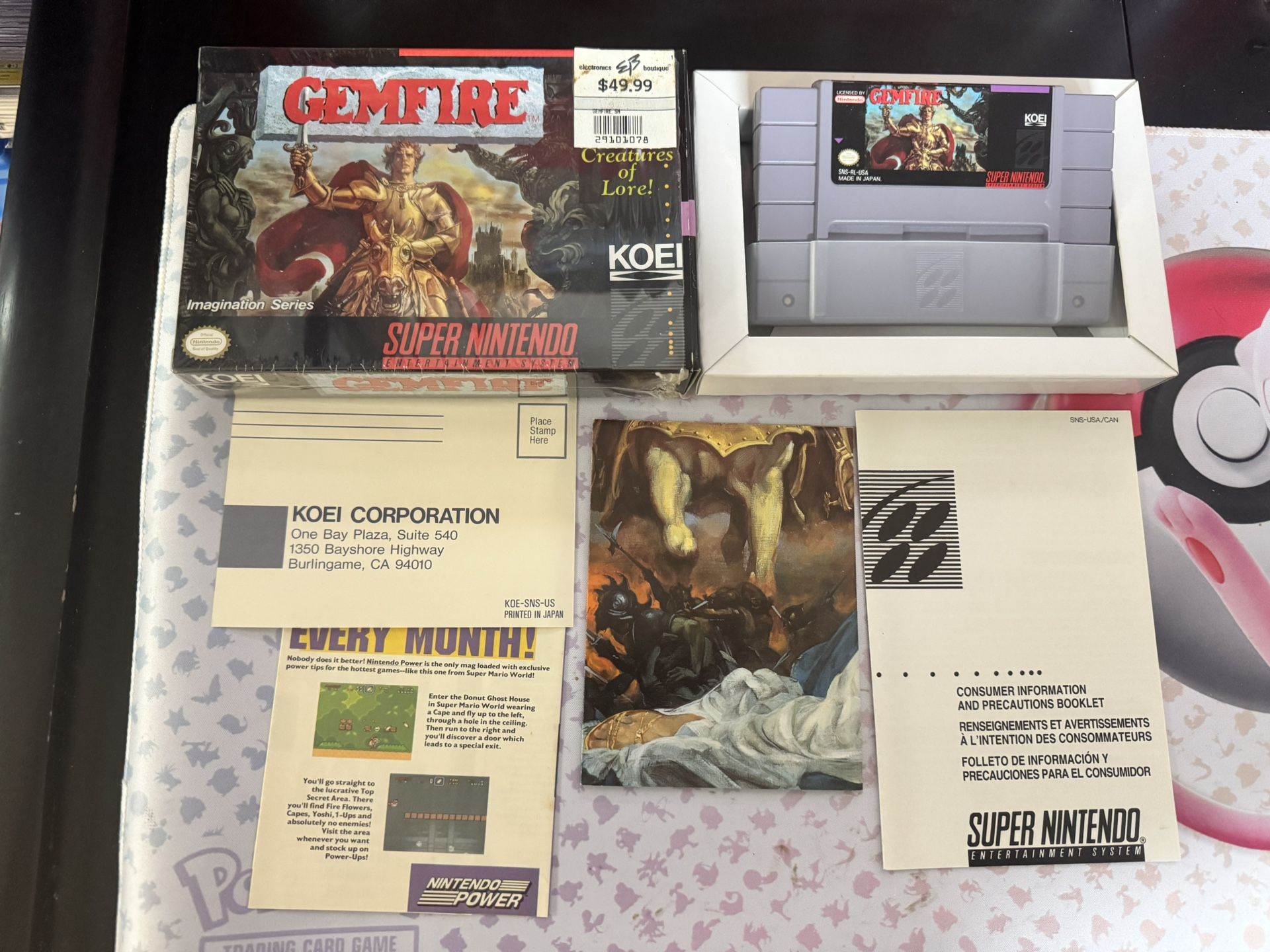 Gemfire SNES Super Nintendo W/ Warranty Registration Card + Poster!