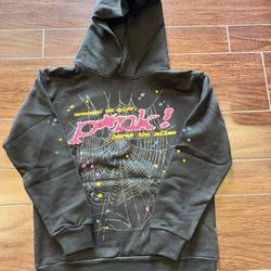 Black/Pink Sp5der Hoodie - Size Small