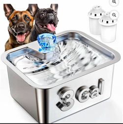 3 Gallon Stainless Steel Pet Water Fountain for Large Dogs, Automatic, 2 Filters