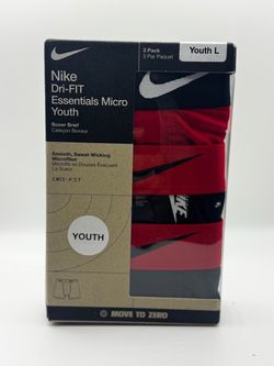 Nike Dri-FIT Essentials Micro Boys Youth L Boxer Brief 3 Pack Red/Black