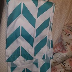 4 blue chevron curtains