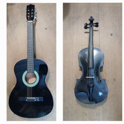Guitar Amd Violin Set, Brand New