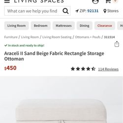 Living Spaces Araceli Ottoman 