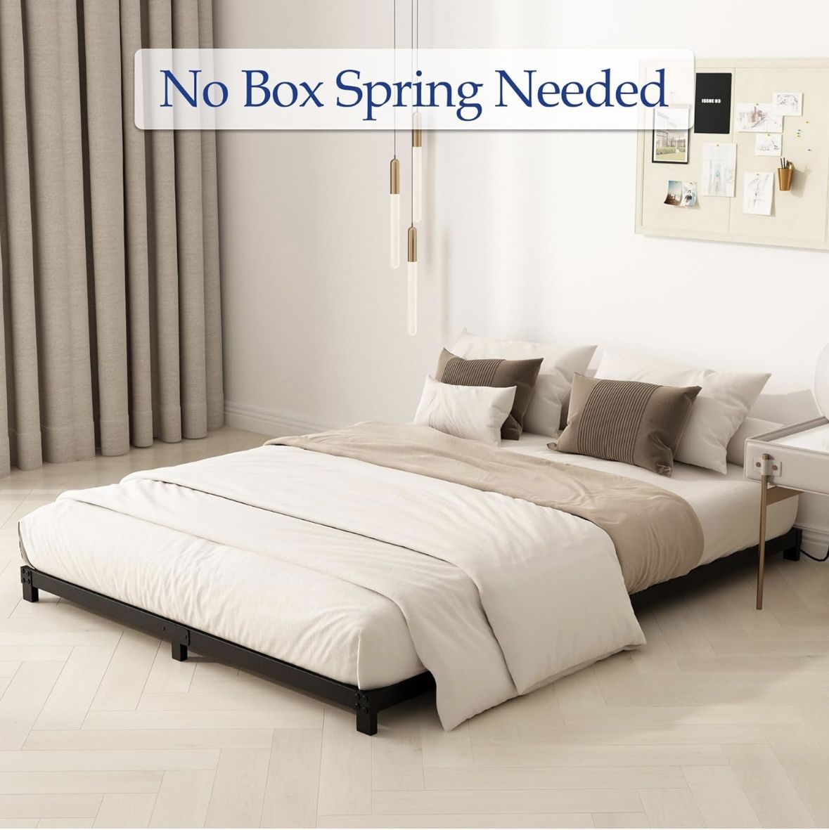 4 Inch Full Size Bed Frame, Heavy Duty Metal Platform, No Box Spring Needed, Easy Assembly