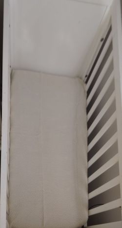 White Wood Baby Crib with Mattress