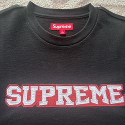 Supreme Black Satin Appliqué T-shirt- Medium 