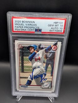 Miguel Vargas Signed 2020 Bowman 1st Bowman #BD131 RC  PSA 10  Auto 10