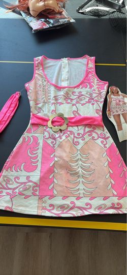 Pink & White Retro Print Costume Dress
