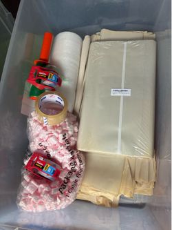 Packing supplies and bin