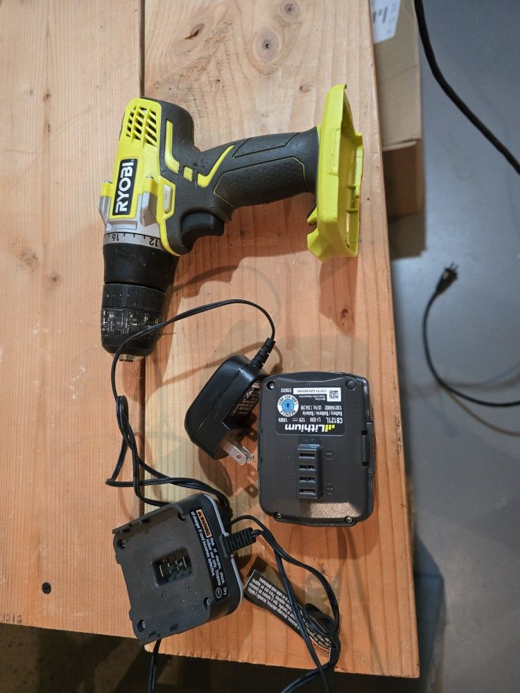 Ryobi 12v Drill, Plus Battery And Charger