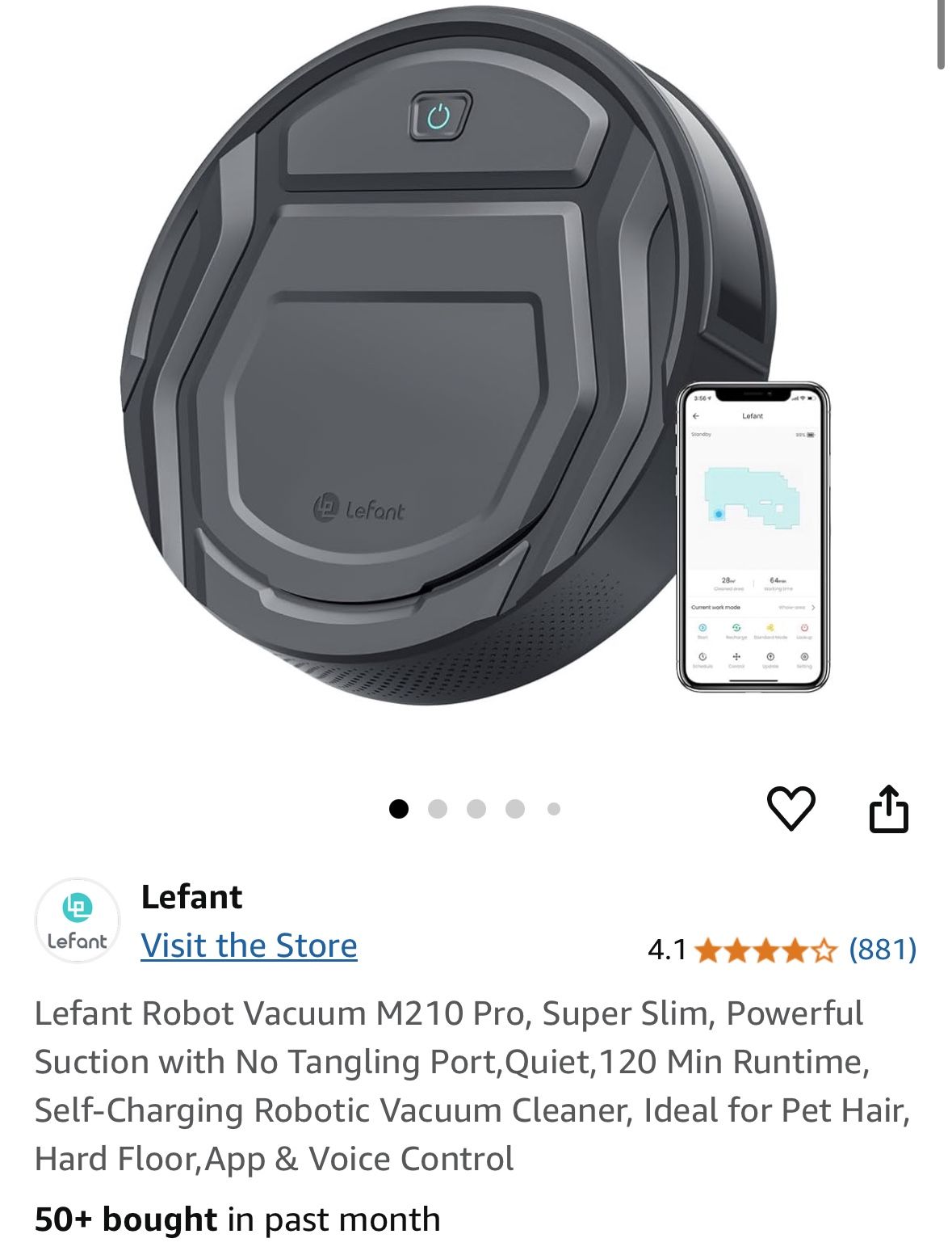 Lefant M210 Pro Robot Vacuum Cleaner, 2200Pa Suction, Super Thin, Quiet,  Self Charging Robotic Vacuum Cleaner,