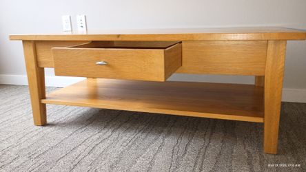 Wood Coffee Table with Drawer and Shelf
