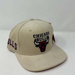 Mitchell & Ness Chicago Bulls Off White Corduroy HWC Snapback Hat Cap NWT OSFM