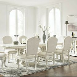 Arlendyne - Antique White - 11 Pc. - Dining Table, 8 Side Chairs, Server
