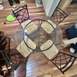 Glass top Table And 4 chairs