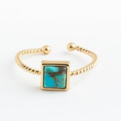 Natural Turquoise Adjustable Ring