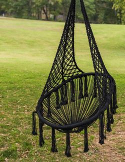 Macrame Hanging Chair - Black