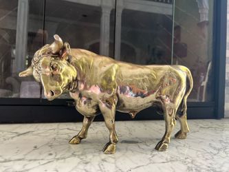 Vintage Solid Brass Bull Statue 17.5” – Handcrafted El Salvador Toro Sculpture
