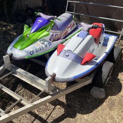 Yamaha And Kawasaki Jet Skis With Aluminum Trailer