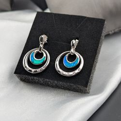 ✨ Blue Opal Sterling Silver Earrings 925✨
