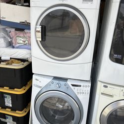 Whirlpool and Maytag Stackable Washer and gas dryer Excellent working condition Heavy duty W27 D31.5 H75 Washer 4.5cu ft Dryer 7.0 cu ft 3 months