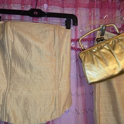 Hand Tailored RAW SILK! GOLD!2 Piece Skirt & Corset See Description & All7 Photos!!!!