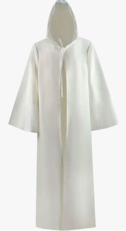 White Adult Tunic Hooded Robe Cloak for Halloween Costume