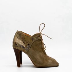Sezane Sezalory Suede Taupe Ankle Bootie Heels -Size 9 EU 39