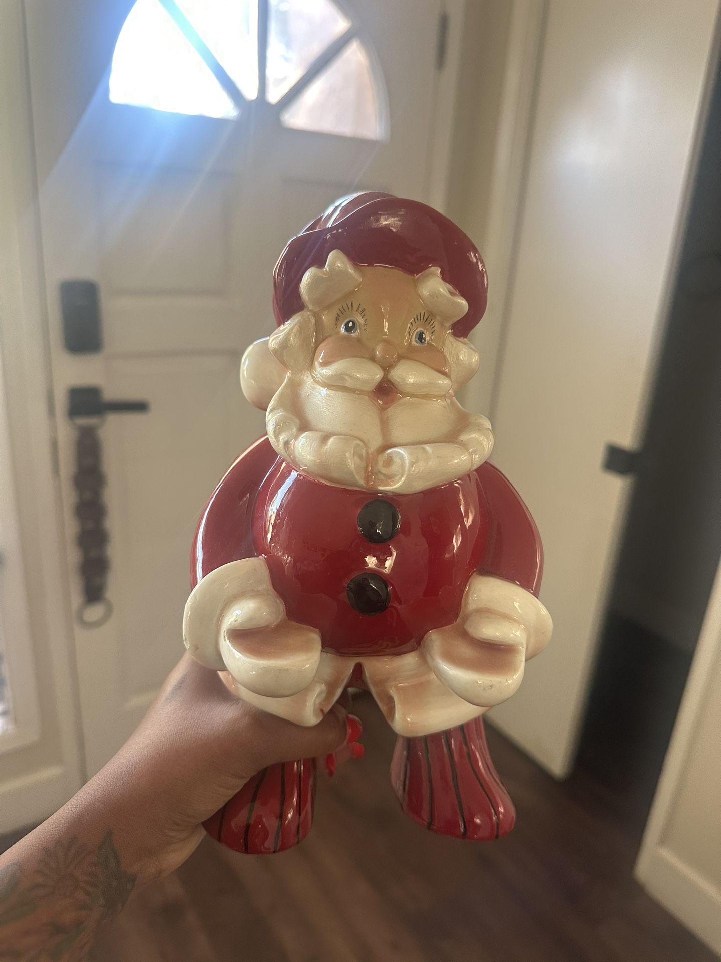Vintage Mid Century Chalkware Christmas Santa Claus Kitschy Retro Chippy 10”