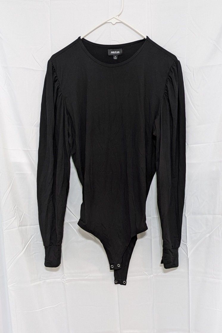 Ookie & Lala Black Puff Sleeve Bodysuit - Size Extra Large